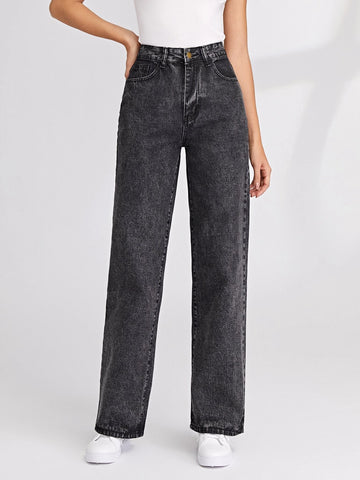 Solid Baggy Jeans