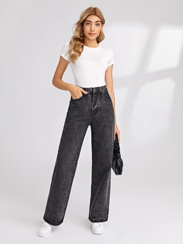 Solid Baggy Jeans