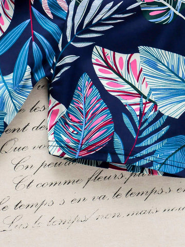 Toddler Boys Letter & Tropical Print Tee & Shorts Set