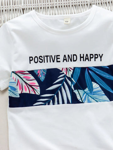 Toddler Boys Letter & Tropical Print Tee & Shorts Set