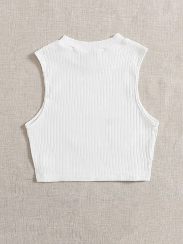 Solid Rib-knit Tank Top