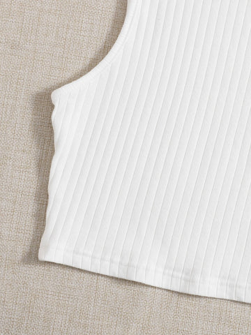 Solid Rib-knit Tank Top