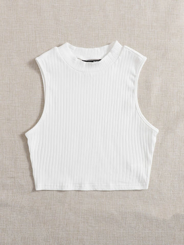 Solid Rib-knit Tank Top