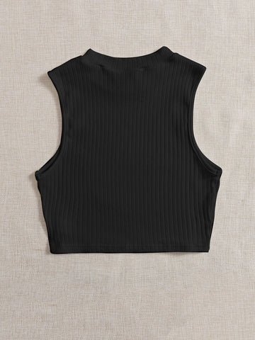 Solid Rib-knit Tank Top