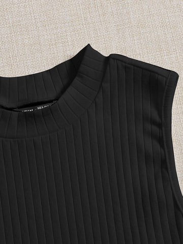 Solid Rib-knit Tank Top