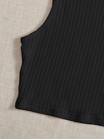 Solid Rib-knit Tank Top