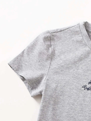 EZwear Chinese Dragon Print Crop Tee