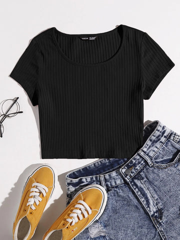 EZwear Solid Rib-knit Top