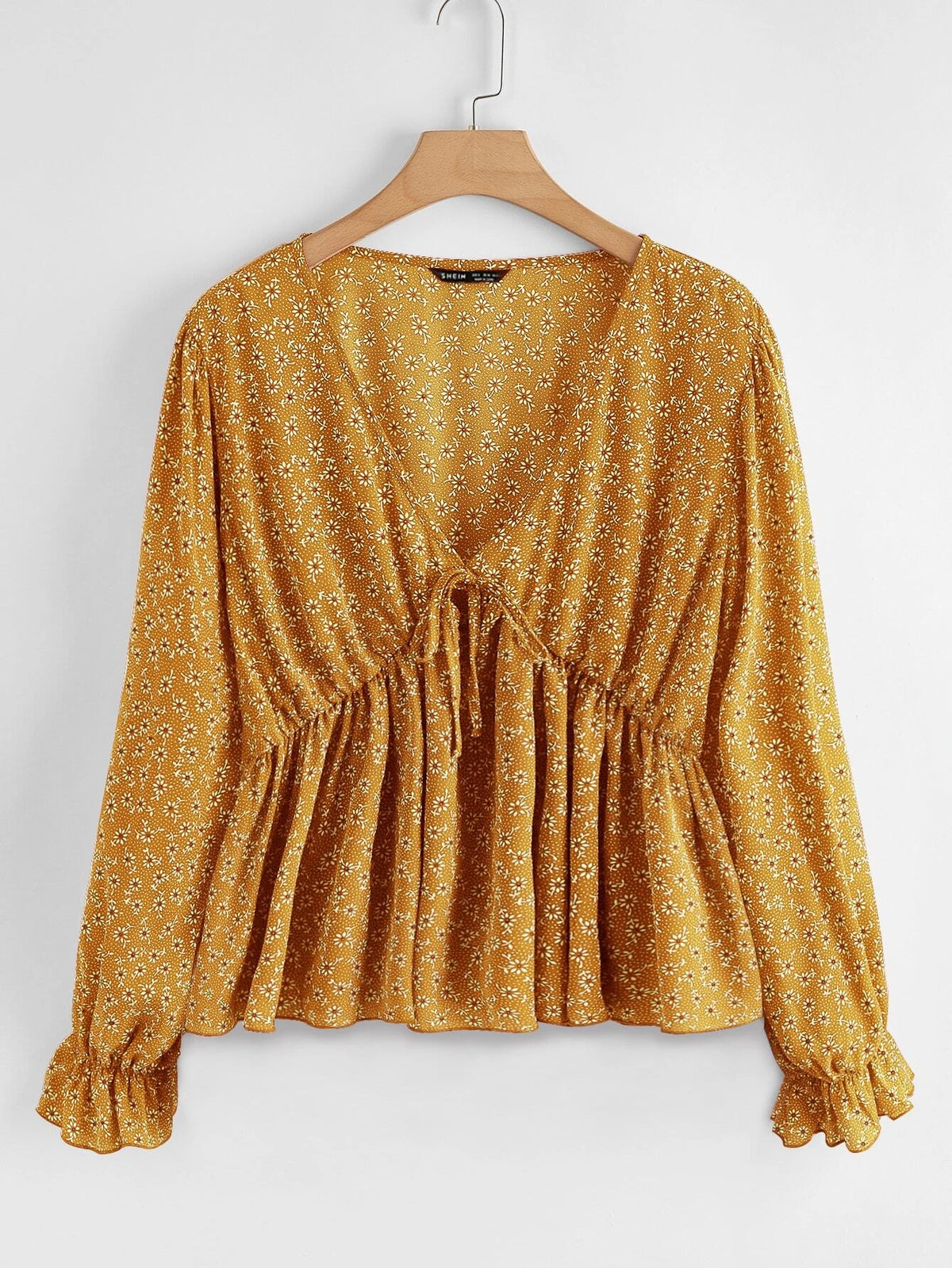 Ditsy Floral Knotted Peplum Top