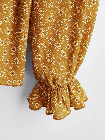 Ditsy Floral Knotted Peplum Top