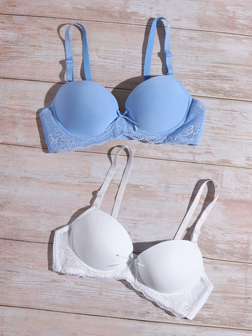 2pack Contrast Lace Underwire Bra Set hi