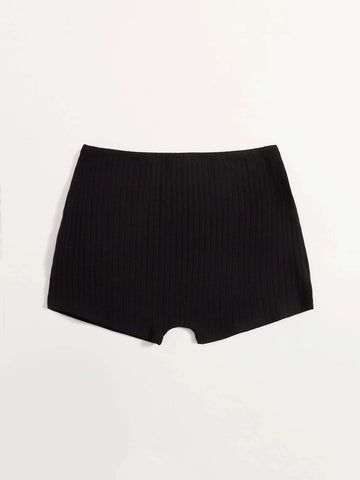 EZwear Solid Rib-knit Biker Shorts