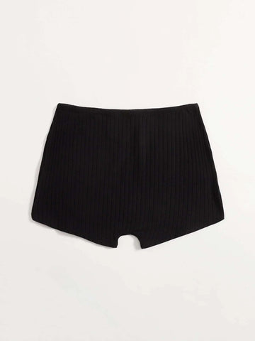 EZwear Solid Rib-knit Biker Shorts