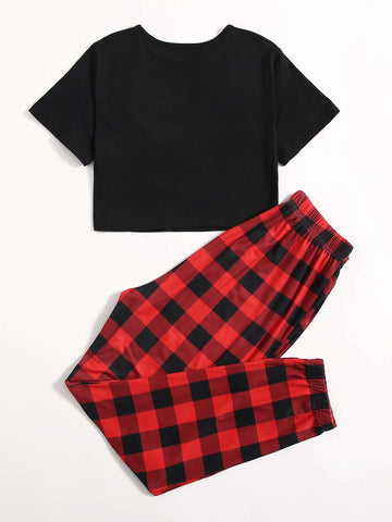 Solid Tee & Buffalo Plaid Sweatpants