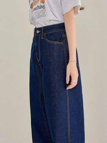 DAZY Contrast Topstitching Boyfriend Jeans