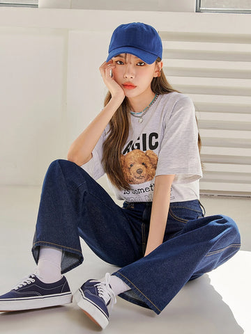 DAZY Contrast Topstitching Boyfriend Jeans