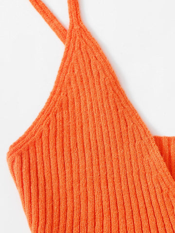 Lace Up Waist Rib Knit Top