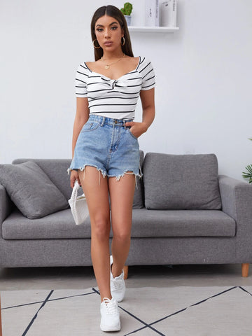 Knot Front Striped Top