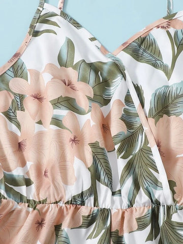 Teen Girls Floral Print Cami Romper