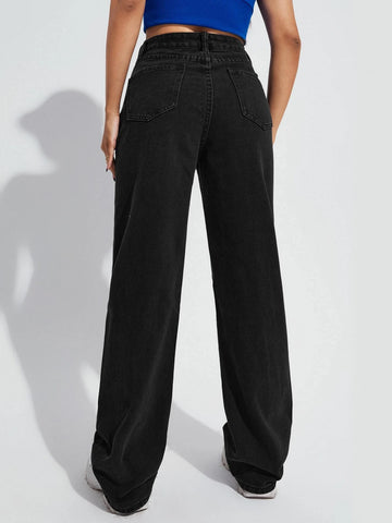 High Waist Ripped Boyfriend Jeans