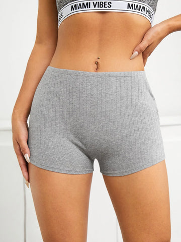 EZwear Solid Rib-knit Biker Shorts