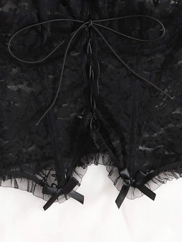 Floral Lace Tie Shoulder Underwire Bra