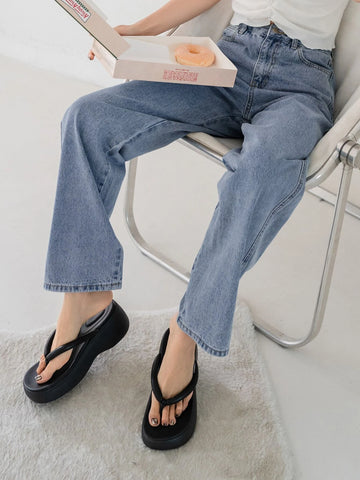 DAZY Contrast Topstitching Boyfriend Jeans