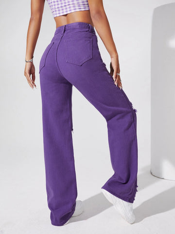 Light Wash High-Rise Distressed Boyfriend Jeans