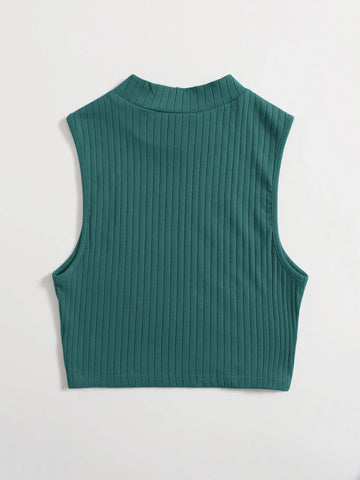 Solid Rib-knit Tank Top