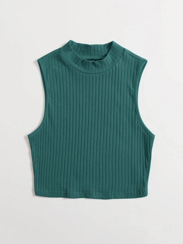 Solid Rib-knit Tank Top