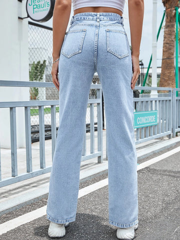 High Waist Split Hem Jeans