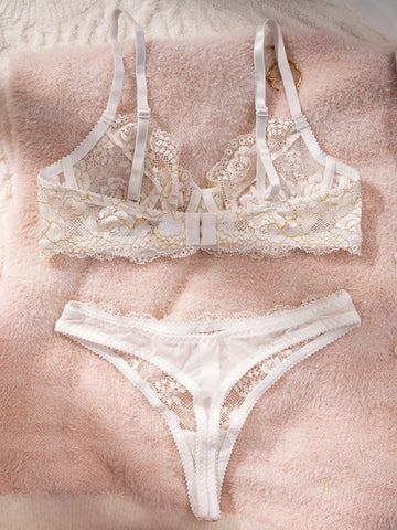 Floral Lace Underwire Lingerie Set