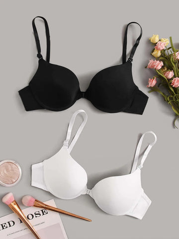 2pack Solid Underwire Bra Set