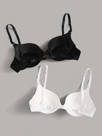 2pack Solid Underwire Bra Set