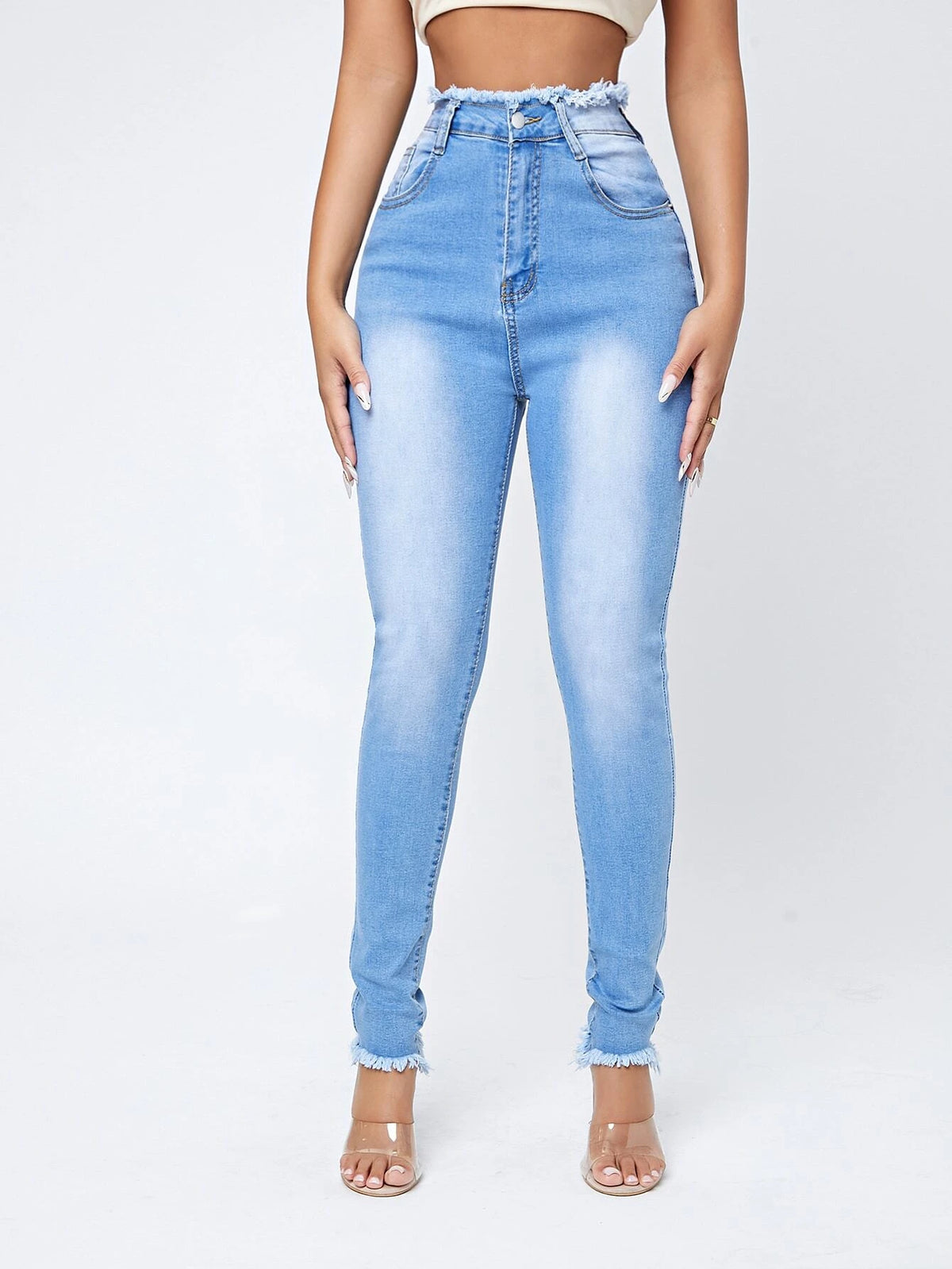 Curvy Raw Hem Skinny Jeans