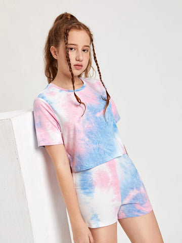 Teen Girls Tie Dye Tee & Shorts Set