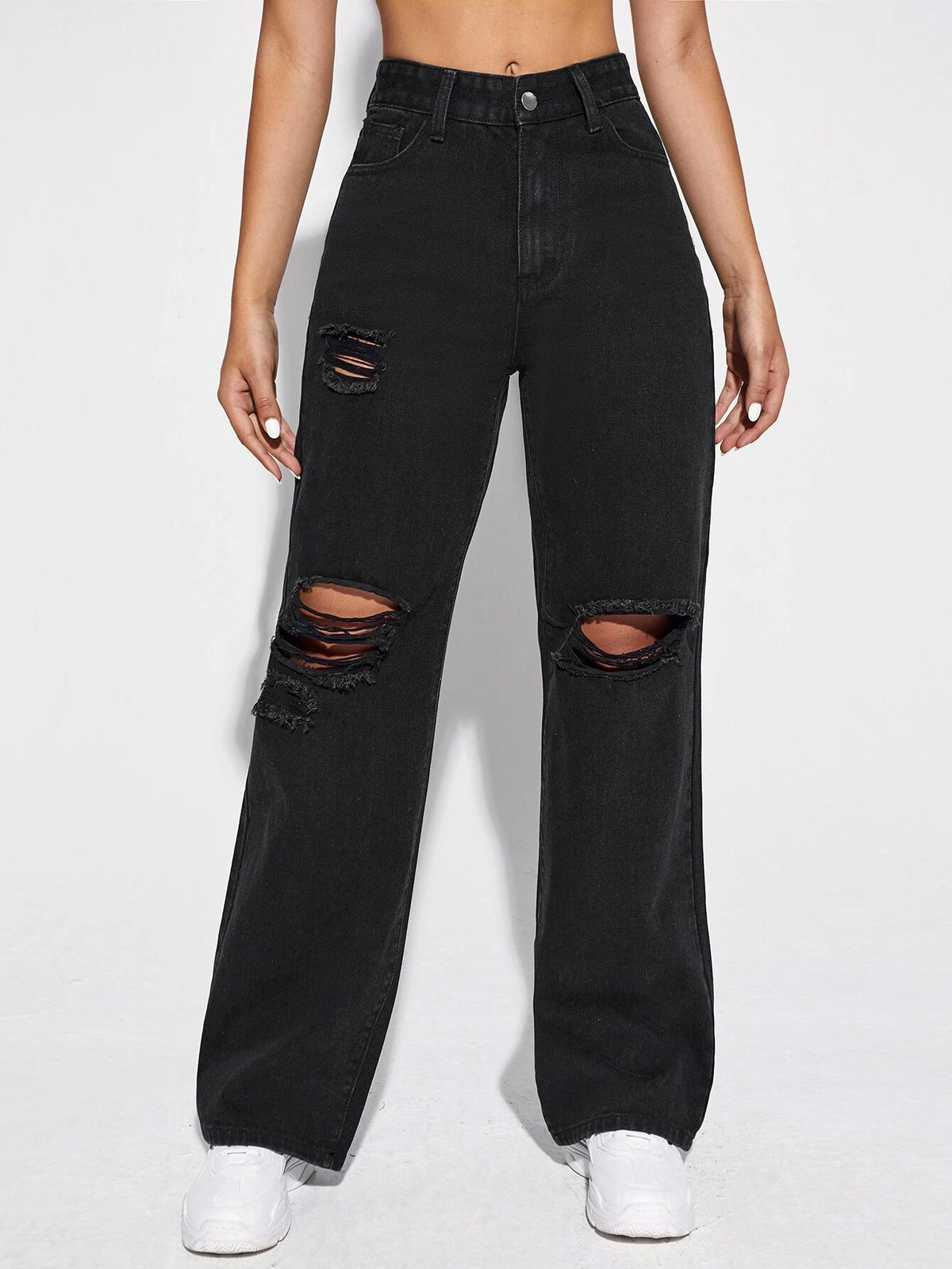High Waisted Ripped Jeans