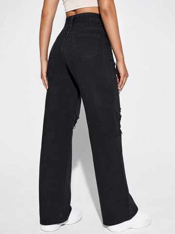 High Waisted Ripped Jeans