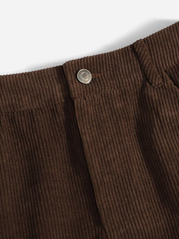 Corduroy Dual Pockets Straight Mini Skirt