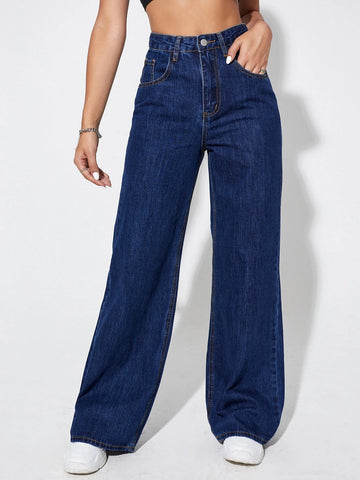 Slant Pockets High Waist Wide Leg Pants