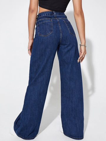 Slant Pockets High Waist Wide Leg Pants