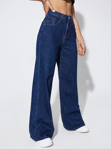 Slant Pockets High Waist Wide Leg Pants
