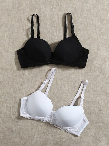 2pack Contrast Lace Underwire Bra Set hi