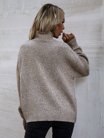 High Neck Drop Shoulder Sweater