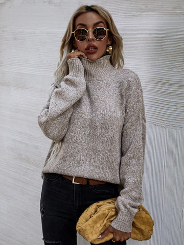 High Neck Drop Shoulder Sweater