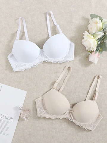 2pack Contrast Lace Underwire Bra Set hi