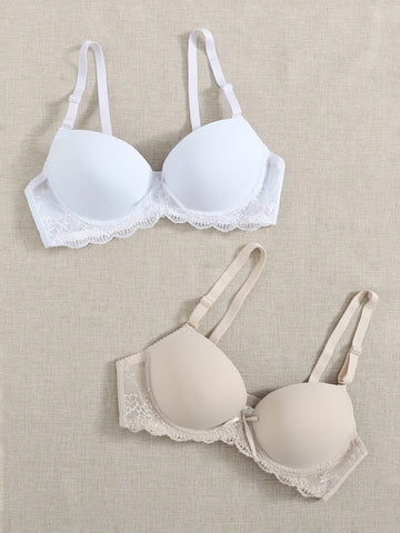 2pack Contrast Lace Underwire Bra Set hi