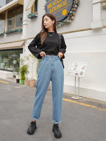 DAZY Paperbag Waist Tapered Jeans
