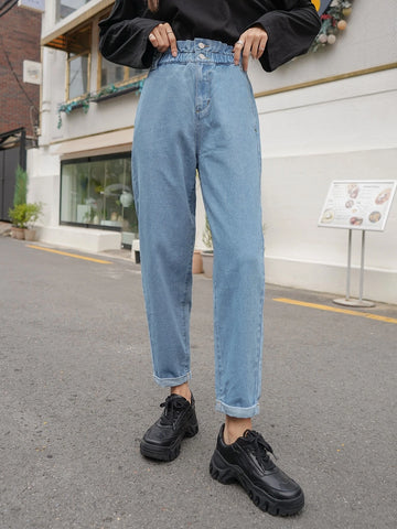 DAZY Paperbag Waist Tapered Jeans