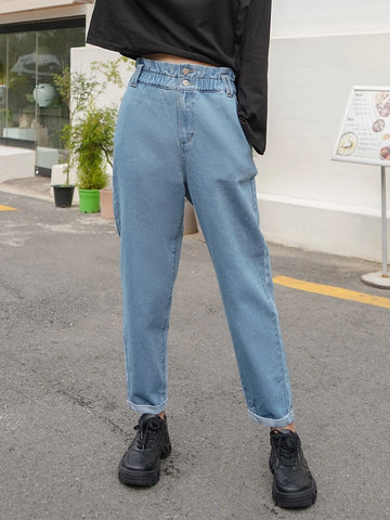 DAZY Paperbag Waist Tapered Jeans